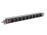 Lanberg PDU-09E-0300-BK strømforsyningsenhed (PDU) 9 AC stikkontakt(er) 1U Sort