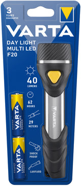 Varta Day Light Multi LED F20 Sort, Sølv, Gul Hånd lommelygte