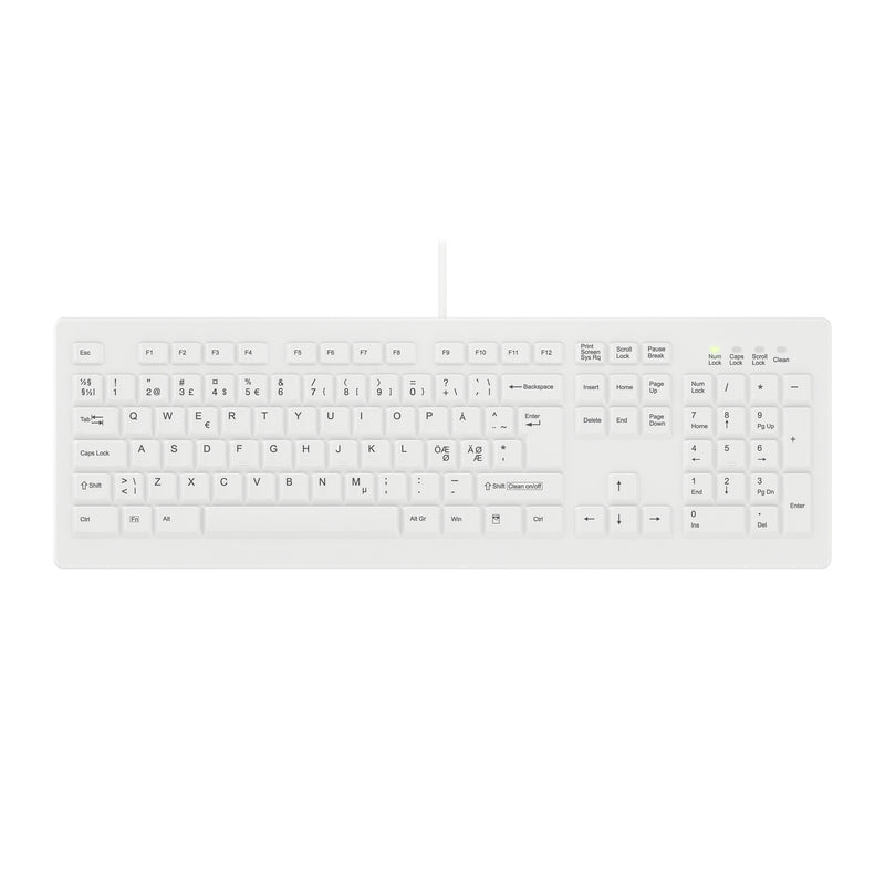 Contour Design Active Key Contour ClassicClean medicinsk tastatur IP68, fuld størrelse, med ledning, hvid, PN C8100