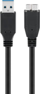 Goobay 95027 USB-kabel 3 m USB A Micro-USB B 5 Gbit/sek. Sort