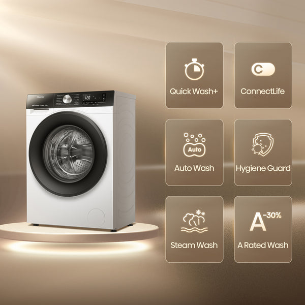 Hisense WD3S9043BW3 vaskemaskine - tørretumbler Fritstående Front-læsning Hvid