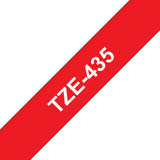 Brother TZE-435 etiketbånd Hvid på rød