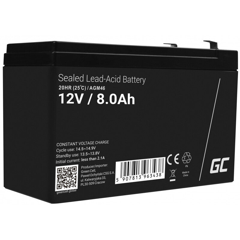Green Cell AGM46 genopladeligt batteri Blybatterier (VRLA) 8000 mAh 12 V