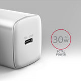 Axagon ACU-PD30W wall charger 1x QC3.0/AFC/FCP/PD type-C 30W white Mobiltelefon, Smartphone, SmartWatch, Tablet, Universel Hvid Vekselstrøm Hurtig opladning Indendørs