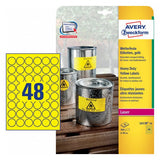 Avery L6128-20 selvklæbende etiket Cirkel Permanent Gul 20 stk