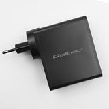 Qoltec 52383 oplader til mobil enhed Laptop, Bærbar spillekonsol, Strømbank, Smartphone, SmartWatch, Tablet Sort Vekselstrøm Hurtig opladning Indendørs