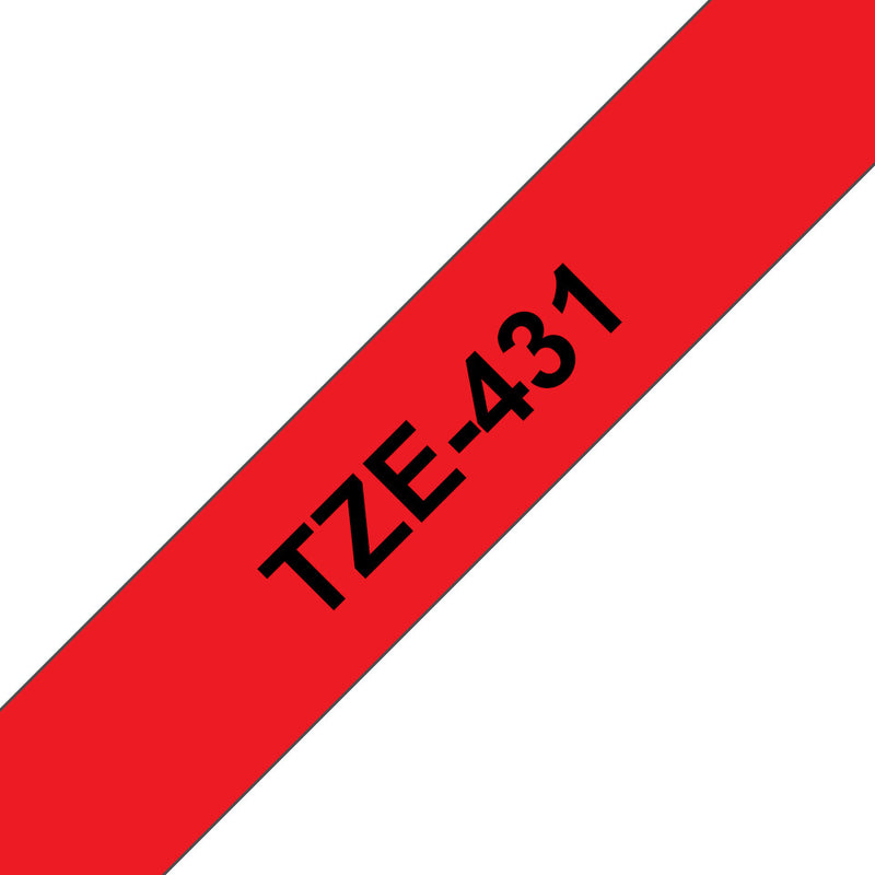 Brother TZE-431 etiketbånd Sort på rød