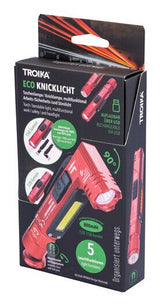 TROIKA ECO KNICKLICHT Rød Håndlommelygte + pandebånd med lommelygte COB LED