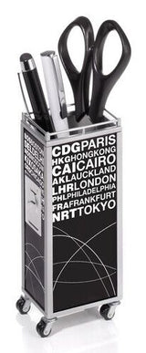TROIKA MINI TROLLEY pen- og blyantholder Metal Sort, Hvid