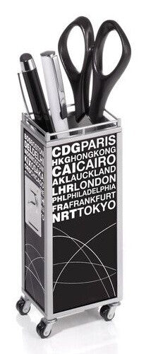 TROIKA MINI TROLLEY pen- og blyantholder Metal Sort, Hvid
