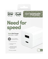 PanzerGlass empower™ by ® Turbo 35W Oplader inkl. USB-C + USB-A | EU Stik | Silver White