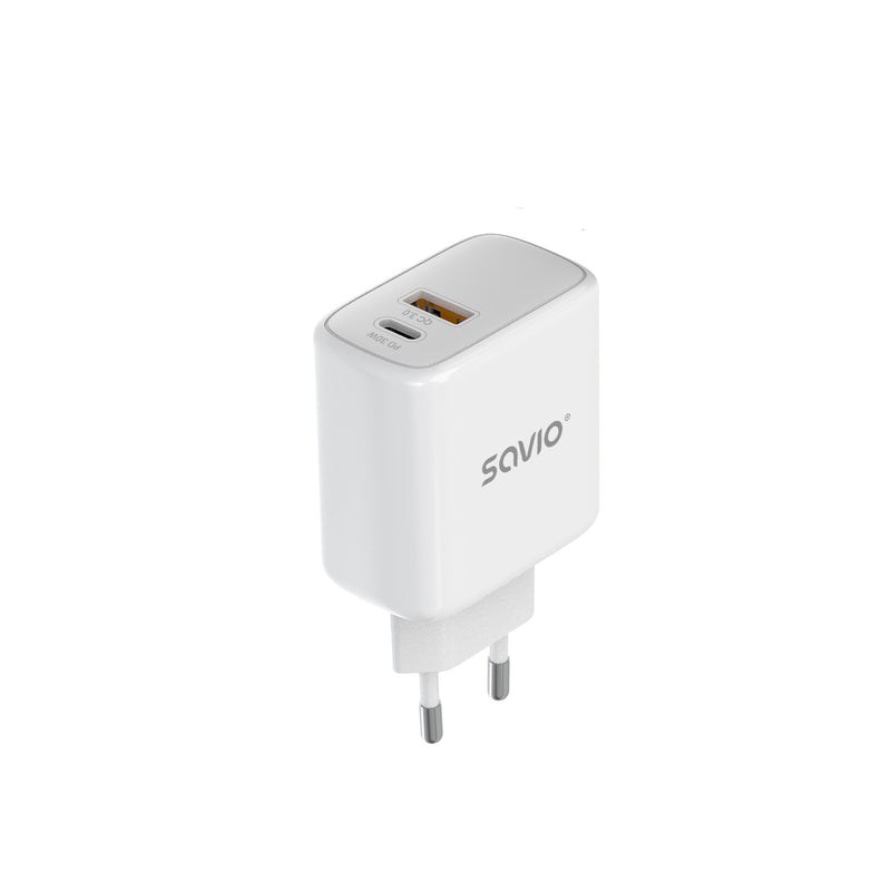 Savio LA-06 USB Type A & C Quick Charge Power Delivery 3.0 Indoor Tablet, Telefon Hvid Vekselstrøm Hurtig opladning Indendørs