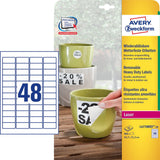 Avery L4778REV-20 selvklæbende etiket Afrundet rektangel Permanent Hvid 960 stk