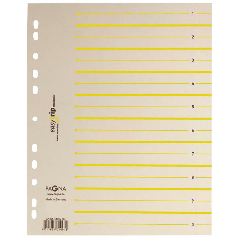 Pagna 44063-05 faneskiller Numerisk faneindeks Karton Beige, Gul