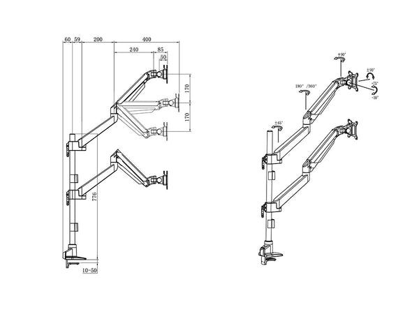 Multibrackets 4288 skærmbeslag og -stativer 81,3 cm (32") Skrivebord Sort