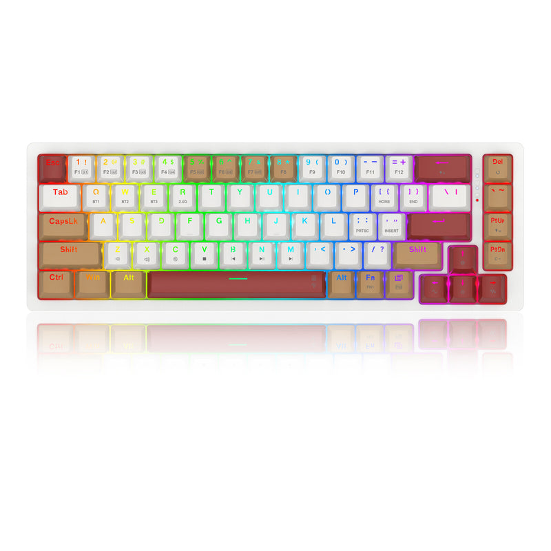 REDRAGON K677WLR-RGB-PRO Rammus tastatur USB + RF Wireless + Bluetooth Hvid, Rød