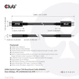 CLUB3D CAC-1578 USB-kabel USB4 Gen 3x2 2 m USB C 40 Gbit/sek. 240 W Sort