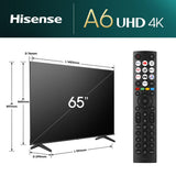 Hisense E6NT 165,1 cm (65") 4K Ultra HD Smart TV Wi-Fi Sort 300 cd/m²