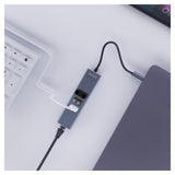 Savio AK-57 USB-C - 3 x USB-A HUB with RJ-45 Gigabit Ethernet adapter 5000 Mbit/s grey 2 x USB 3.2 Gen 2 (3.1 Gen 2) Type-C 1000 Mbit/s Grå