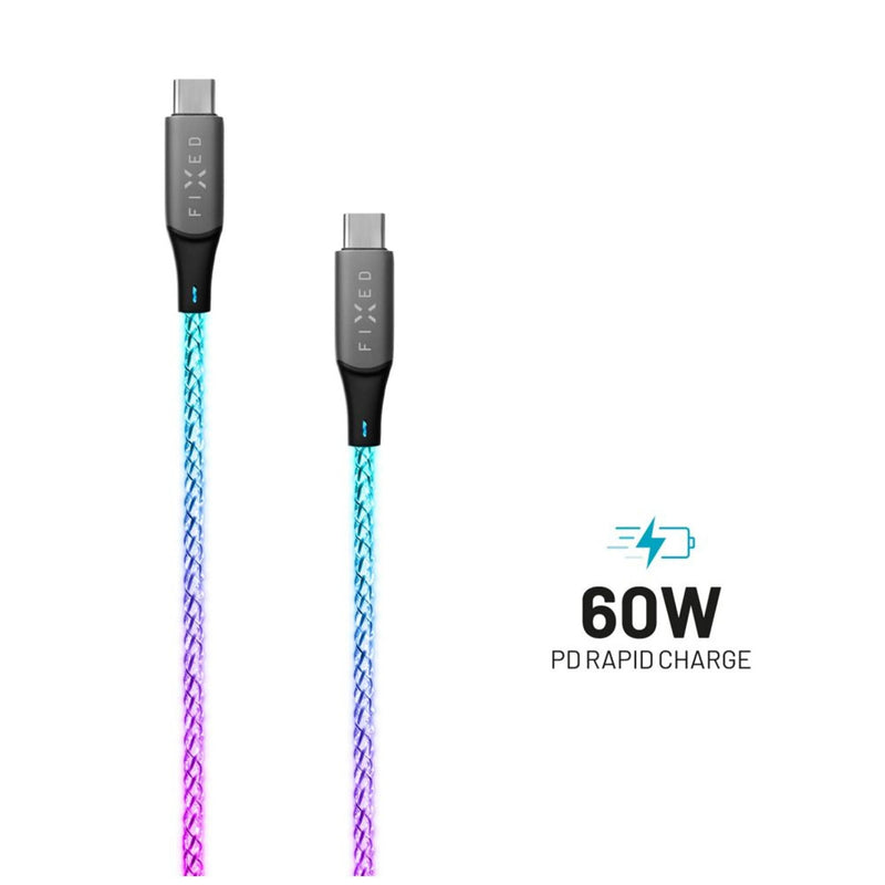 FIXED FIXDLED-CC-RA USB-kabel 1,2 m USB C 60 W Flerfarvet