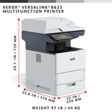 Xerox VersaLink B625, A4-format, 61 sider/min, dupleks kopiering/udskrivning/scanning/fax, PS3, PCL5e/6, 2 magasiner, 650 ark
