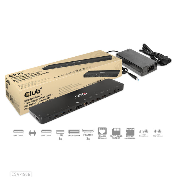 CLUB3D CSV-1566 dockingstation Docking USB 3.2 Gen 1 (3.1 Gen 1) Type-C Sort
