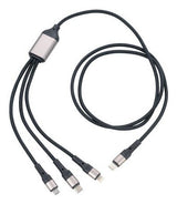 TROIKA DREIZACK PRO USB-kabel 1,2 m USB C USB C/Micro USB-A/Lightning 100 W Sort, Grå