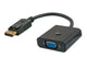 Savio CL-90 videokabel adapter 0,2 m DisplayPort VGA (D-Sub) Sort