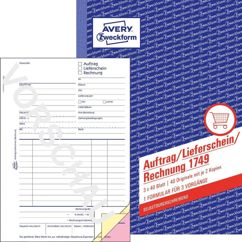 Avery 1749 regnskabsblanket og -bog A5 40 Sider
