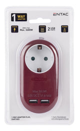 Entac EPAG-1EE-2USB-BR strømstik adapter Type F Bourgogne