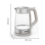 Tefal Glass Kettle KI605B30 elkedel 1,7 L 2200 W Grå, Sølv, Transparent