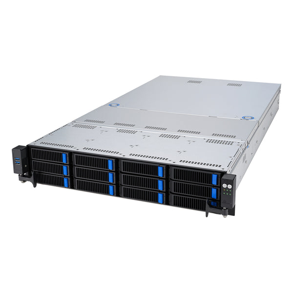ASUS RS521A-E12-RS12U Socket SP5 Stativ (2U) Sort, Sølv