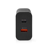 Nedis WCPD65W130BK oplader til mobil enhed Universel Sort Vekselstrøm Hurtig opladning Indendørs