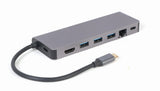 Gembird A-CM-COMBO5-05 interface hub USB 3.2 Gen 1 (3.1 Gen 1) Type-C 5000 Mbit/s Grå
