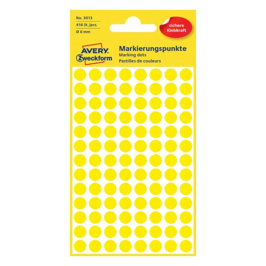 Avery 3013 dekorativt klistermærke Papir Gul Permanent 416 stk