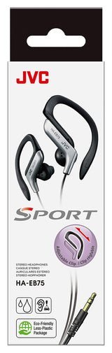 JVC HA-EB75 Hovedtelefoner Ledningsført Ørekrog, I ørerne Sport Sort, Sølv
