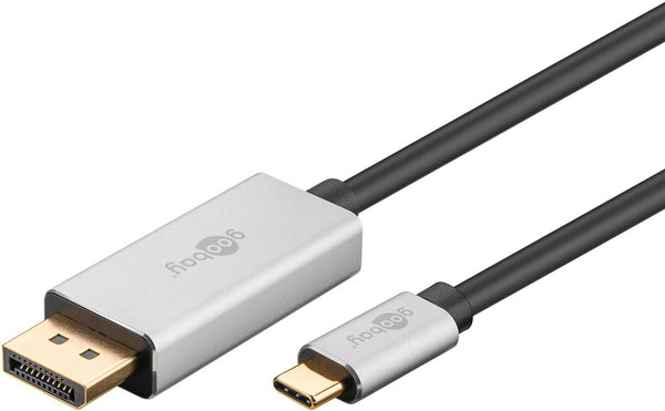Goobay 60177 videokabel adapter 3 m USB Type-C DisplayPort Sort, Sølv