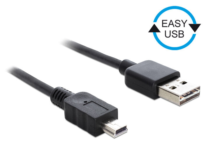 DeLOCK 0.5m, USB2.0-A/USB2.0 Mini-B USB-kabel 0,5 m USB A USB B 0,48 Gbit/sek. Sort