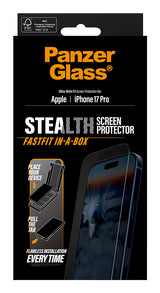 PanzerGlass ® Stealth Skærmbeskyttelse iPhone 17 Pro | Ultra-Wide Fit m. Fastfit in-a-box