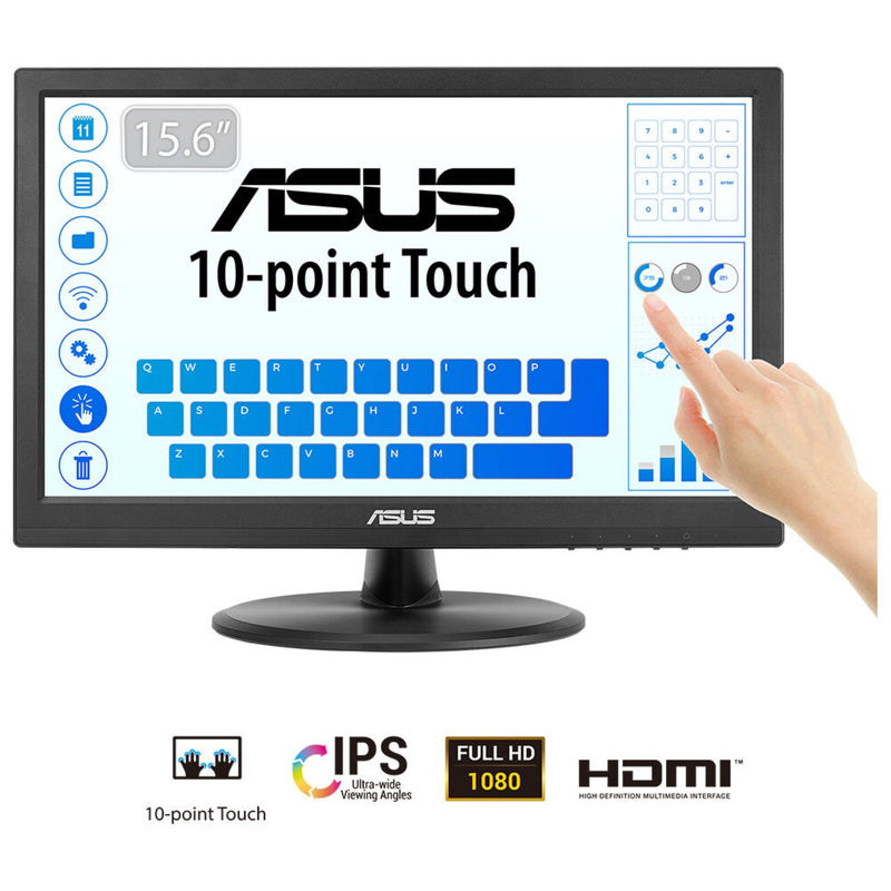 ASUS Touch VT169HE computerskærm 39,6 cm (15.6") 1920 x 1080 pixel Fuld HD LED Berøringsskærm Bordplade Sort