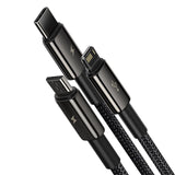 Baseus Tungsten Gold 3-in-1 USB-kabel USB 2.0 1,5 m USB A USB C/Micro USB A/Lightning 0,48 Gbit/sek. Sort