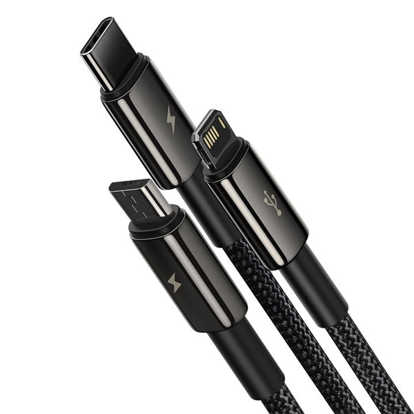 Baseus Tungsten Gold 3-in-1 USB-kabel USB 2.0 1,5 m USB A USB C/Micro USB A/Lightning 0,48 Gbit/sek. Sort