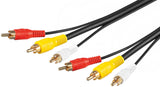 Goobay 50310 composite videokabel 10 m 3 x RCA Sort