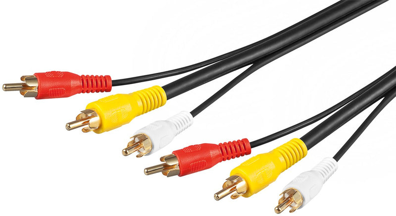 Goobay 50310 composite videokabel 10 m 3 x RCA Sort