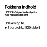 HP 912XL Original Ink-blækpatron med høj kapacitet, sort