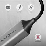 Axagon ADE-TXCA Gigabit Ethernet Adapter USB-C+ USB-A - titangrau - Adapter - Digital/Daten 1000 Mbit/s