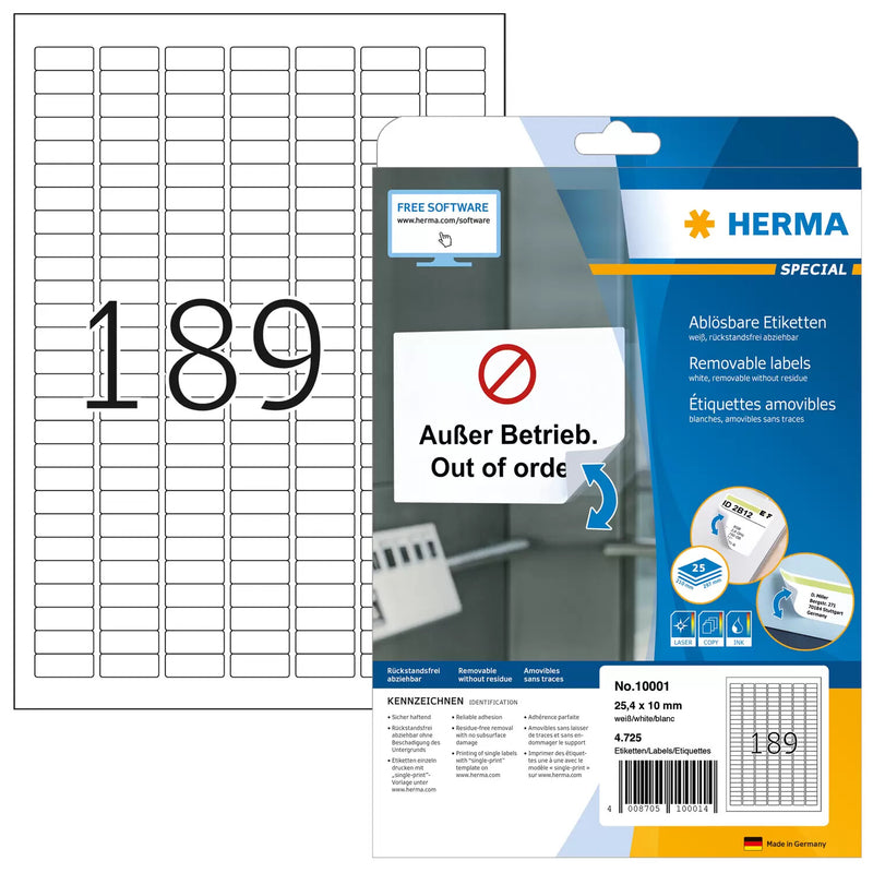 HERMA 10001 print etiket Hvid Selvklæbende printeretiket