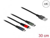 DeLOCK 87236 USB-kabel USB 2.0 0,3 m USB A Micro-USB B/Lightning/Apple 30-pin Sort, Blå, Grøn, Rød