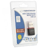 Esperanza EA134K kortlæser USB 2.0 Sort, Sølv, Transparent