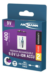 Ansmann 1315-0005 husholdningsbatteri Genopladeligt batteri 9V Lithium-Ion (Li-Ion)